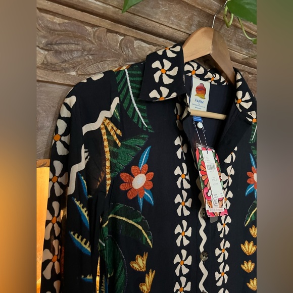 Anthropologie | Farm Rio Long-Sleeve Button-Front Midi Dress - Picture 5 of 8